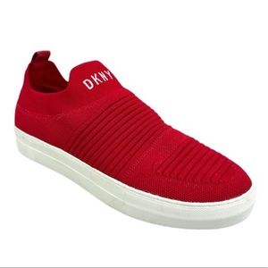 DKNY red slip on sneakers